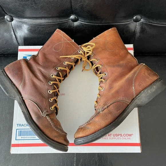 Vintage Chippewa Moc Toe Lace-Up Boots Made in USA Sz 9A - Picture 5 of 8